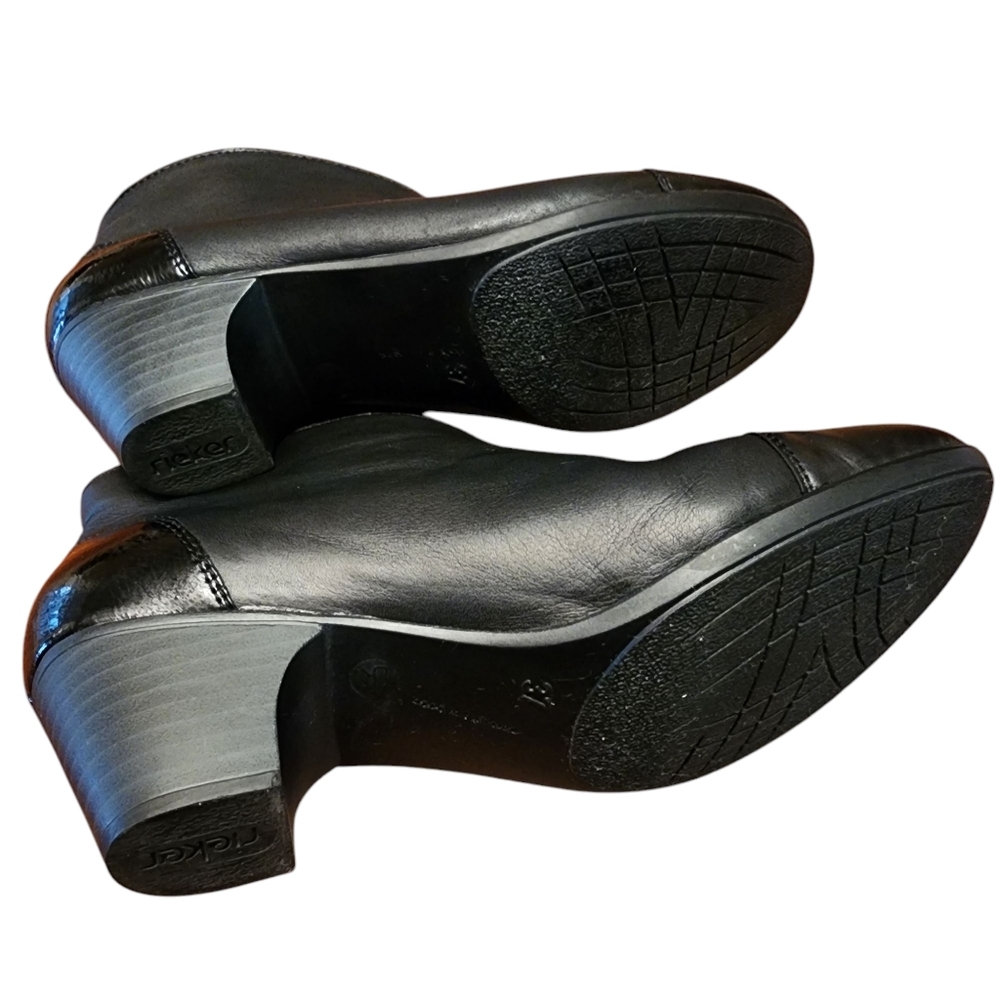 Rieker Black Leather Ankle Booties Size 37 - Picture 8 of 11